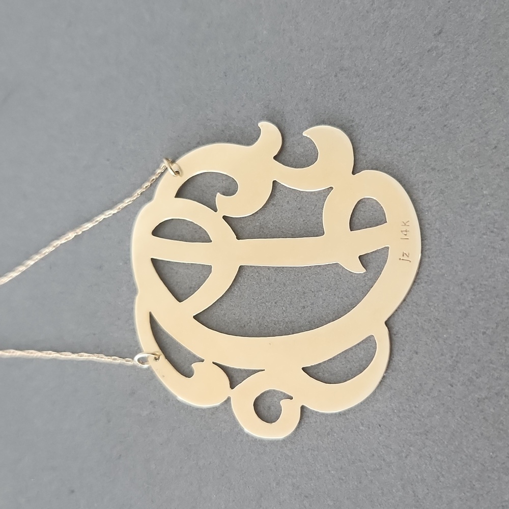 Solid 14k Gold Itallic "D" Initial Necklace Excel… - image 3